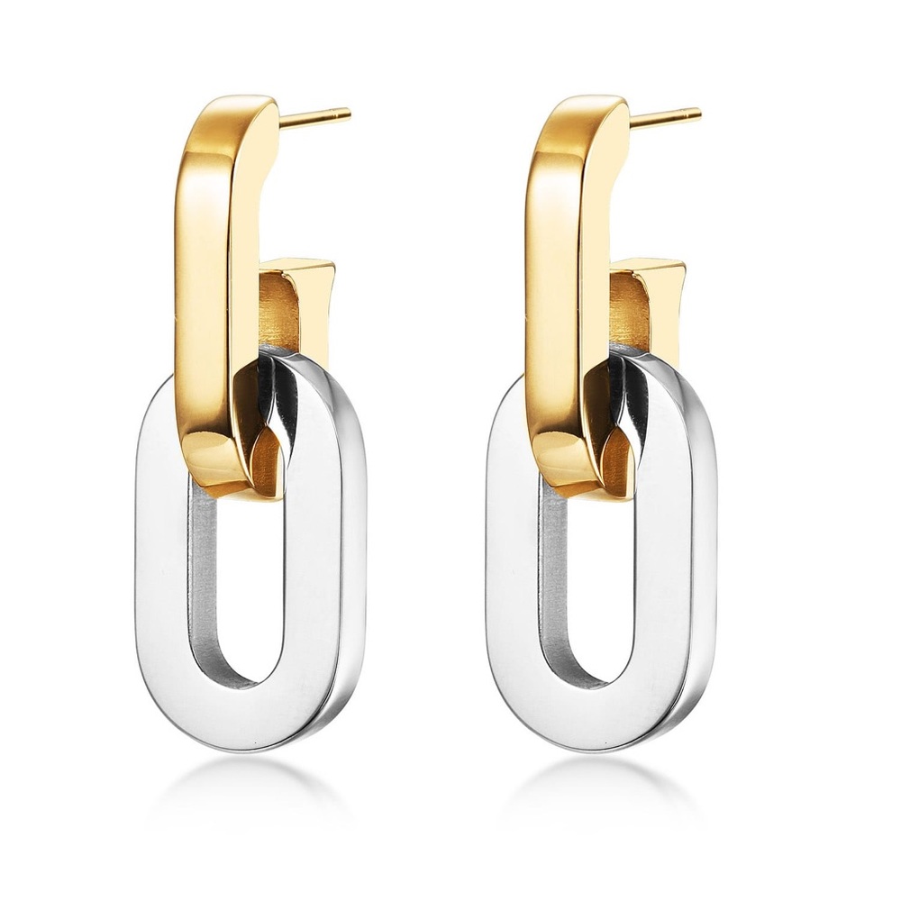 Stunning Two-toned Stainless Steel Paper Clip earrings